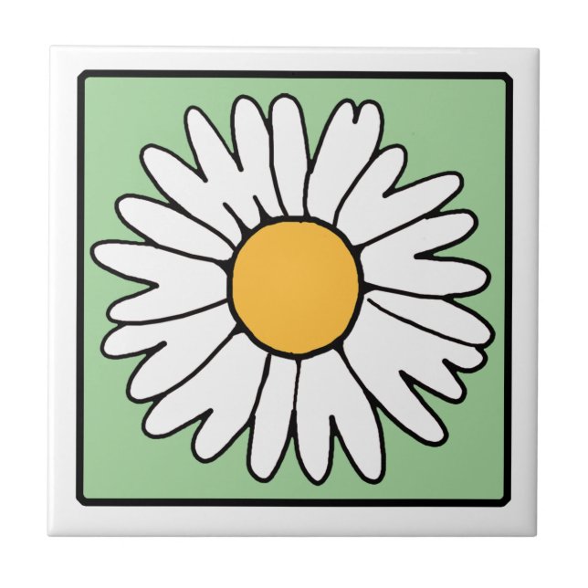 Cute Cartoon Retro Daisy Spring Garden Flower Ceramic Tile (Front)