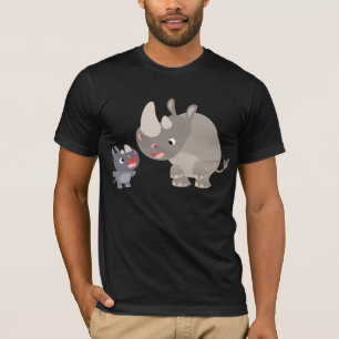 Cute Cartoon Rhino Baby and Big Rhino T-Shirt