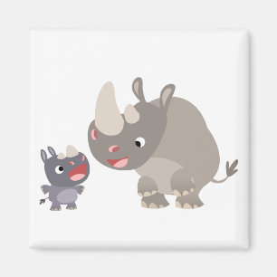 Cute Cartoon Rhino Baby & Big Rhino Magnet