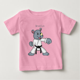 Cute cartoon rhino kung fu cartoon  baby T-Shirt