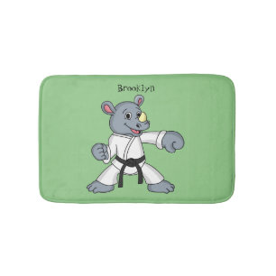 Cute cartoon rhino kung fu cartoon bath mat