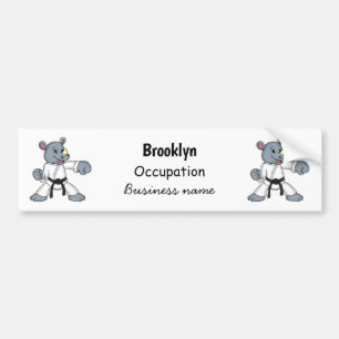 Cute cartoon rhino kung fu cartoon bumper sticker