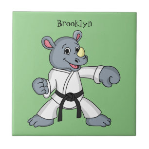 Cute cartoon rhino kung fu cartoon ceramic tile