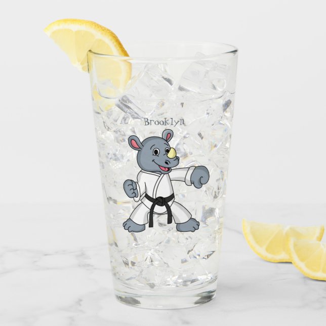 Cute cartoon rhino kung fu cartoon  glass (Front Ice)