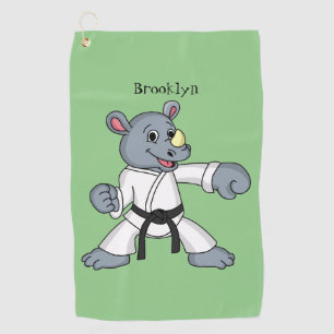 Cute cartoon rhino kung fu cartoon golf towel