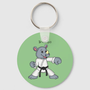 Cute cartoon rhino kung fu cartoon key ring