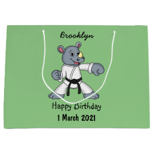 Cute cartoon rhino kung fu cartoon large gift bag