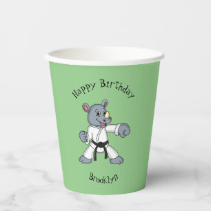 Cute cartoon rhino kung fu cartoon paper cups