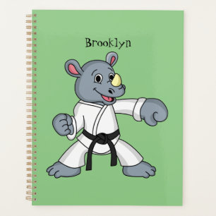 Cute cartoon rhino kung fu cartoon planner