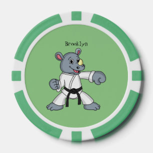 Cute cartoon rhino kung fu cartoon poker chips