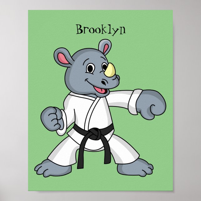 Cute cartoon rhino kung fu cartoon poster (Front)