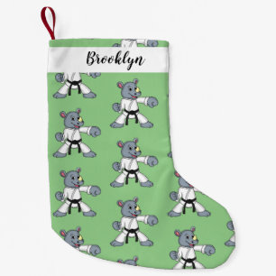 Cute cartoon rhino kung fu cartoon small christmas stocking