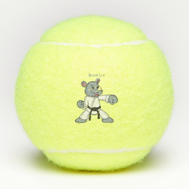 Cute cartoon rhino kung fu cartoon tennis balls (Front)
