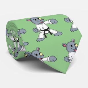 Cute cartoon rhino kung fu cartoon  tie