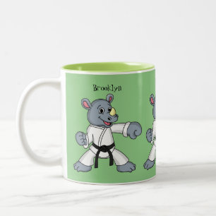 Cute cartoon rhino kung fu cartoon Two-Tone coffee mug
