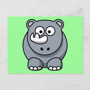 Cute Cartoon Rhino Postcard