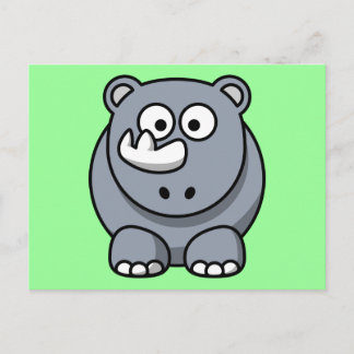 Cute Cartoon Rhino Postcard
