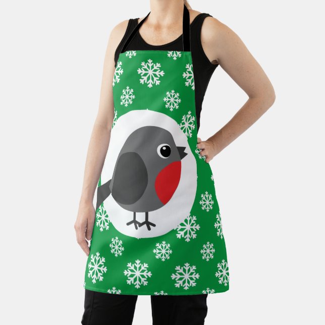 Cute Cartoon Robin with the Snowflakes Apron (Insitu)