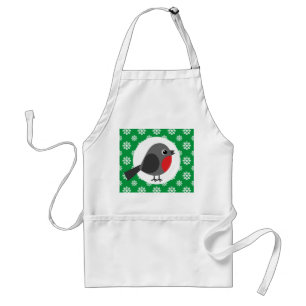 Cute Cartoon Robin with the Snowflakes Standard Apron
