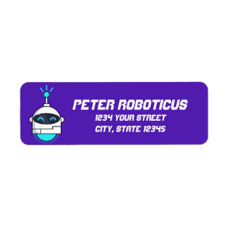 Cute Cartoon Robot Return Address Label