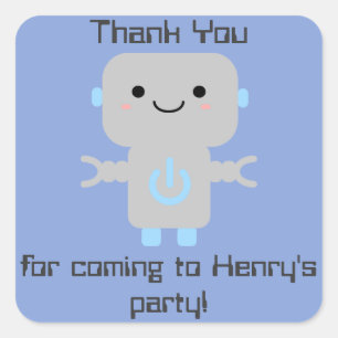 Cute Cartoon Robot Thank You Square Sticker