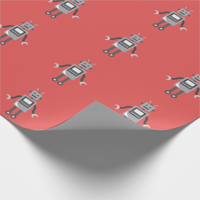 Cute Cartoon Robot Wrapping Paper (Corner)