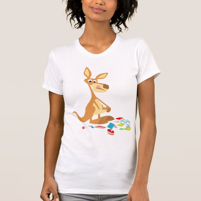 Cute Cartoon Rummaging Kangaroo Women T-Shirt (Front)