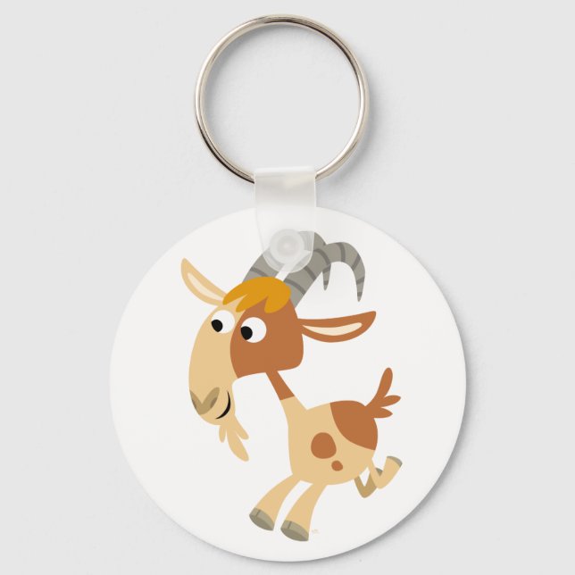 Cute Cartoon Running Goat Keychain (Front)
