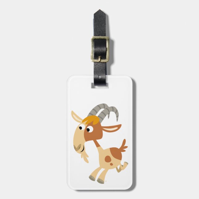 Cute Cartoon Running Goat Luggage Tag (Front Vertical)