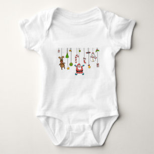 Cute cartoon Santa and friends Christmas Baby Bodysuit