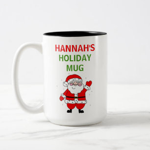 Cute Cartoon Santa Christmas Holiday Two-Tone Coffee Mug