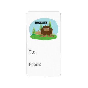 Cute Cartoon Sasquatch Label