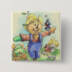 cute cartoon scarecrow button