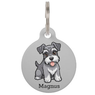 Cute Cartoon Schnauzer Personalise Pet ID Tag