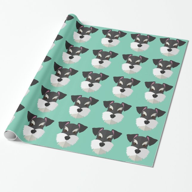 Cute Cartoon Schnauzer! Wrapping Paper (Unrolled)