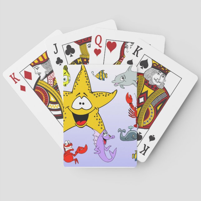 Cute Cartoon Sea Creatures Playing Cards (Back)