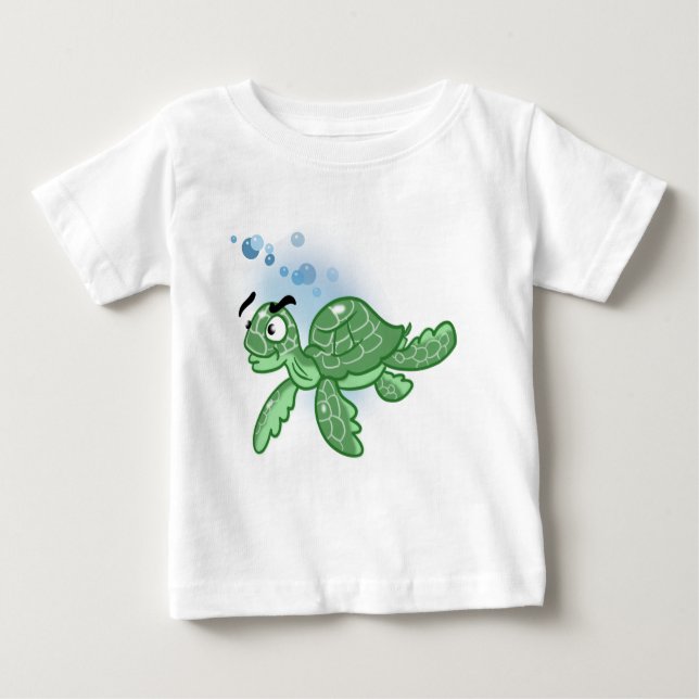 Cute Cartoon Sea Turtle Baby T-Shirt (Front)