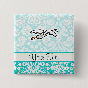 Cute Cartoon Seagull 15 Cm Square Badge