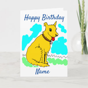 Cute Cartoon Shaggy Dog Birthday Card