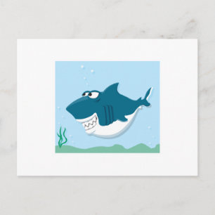 cute cartoon shark postcard