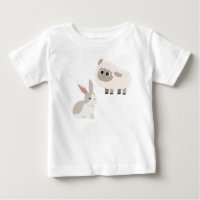 Cute Cartoon Sheep and Rabbit Illustration