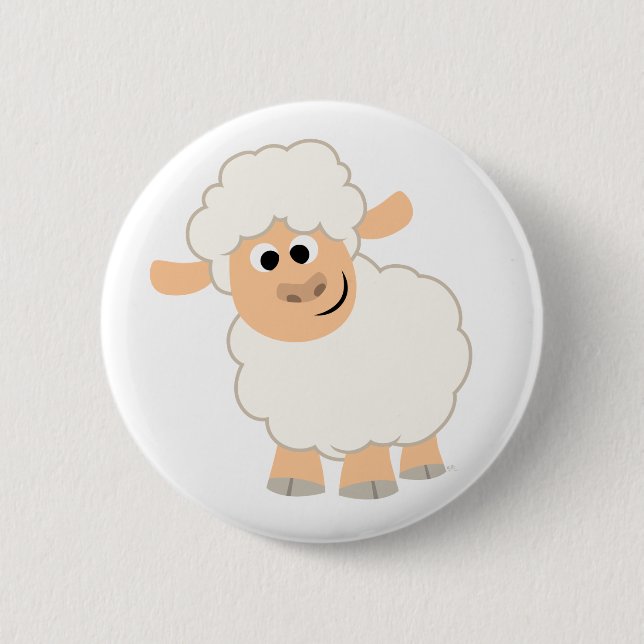 Cute Cartoon Sheep Button Badge (Front)