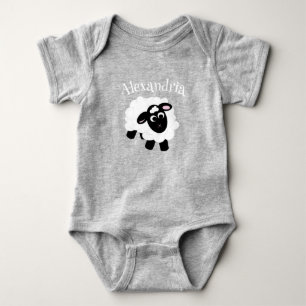 Cute Cartoon Sheep Gray Baby Bodysuit