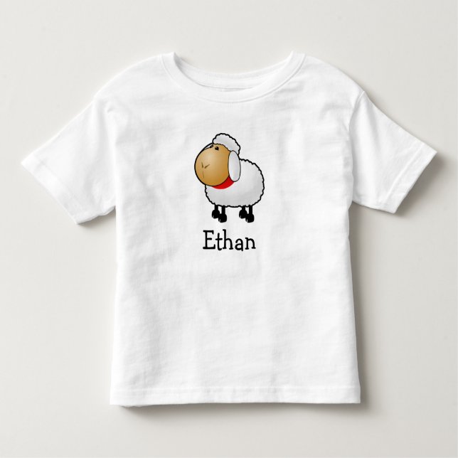 Cute cartoon sheep personalised with childs name toddler T-Shirt (Front)