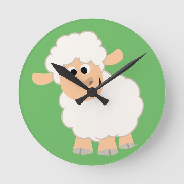 Cute Cartoon Sheep Round Clock (Front)