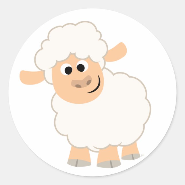 Cute Cartoon Sheep Sticker (Front)