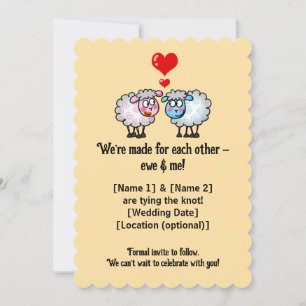 Cute Cartoon Sheep Wedding Save The Date