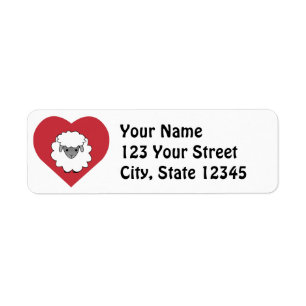 Cute Cartoon Sheep With Heart in Background Return Address Label