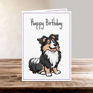 Cute Cartoon Sheltie Shetland Shepherd Birthday Card