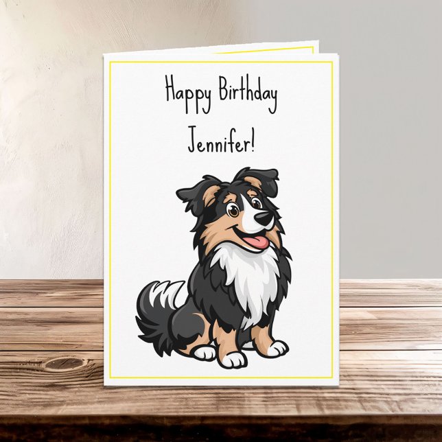 Cute Cartoon Sheltie Shetland Shepherd Birthday Card (Creator Uploaded)
